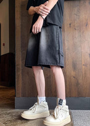 Modern Black Pockets High Waist Denim Mens Shorts Summer