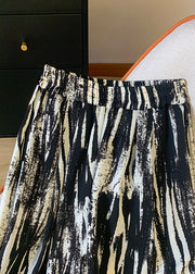 Modern Black Tie Dye Chiffon Straight Pants Spring