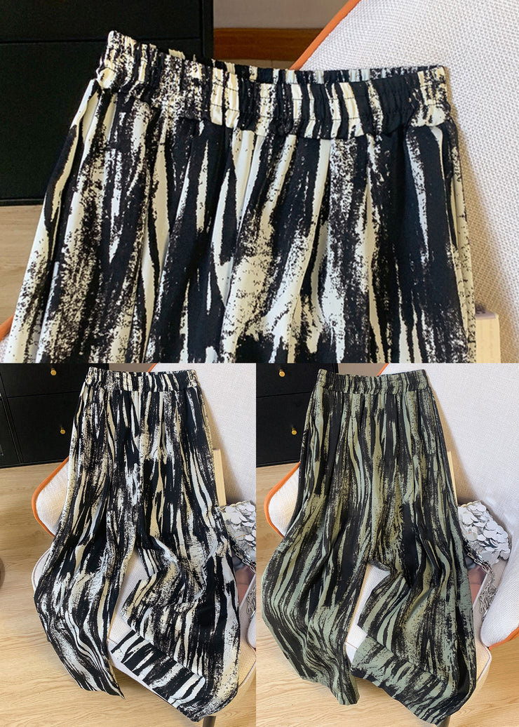 Modern Black Tie Dye Chiffon Straight Pants Spring