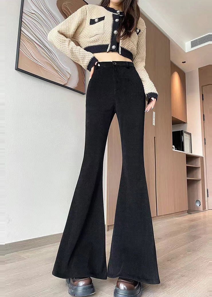 Modern Black Tummy Control Cotton Flare Bottoms Spring