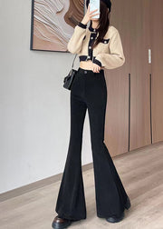 Modern Black Tummy Control Cotton Flare Bottoms Spring