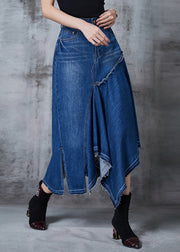 Modern Blue Asymmetrical Exra Large Hem Denim Skirt Summer