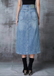 Modern Blue Asymmetrical Side Open Denim Skirt Summer
