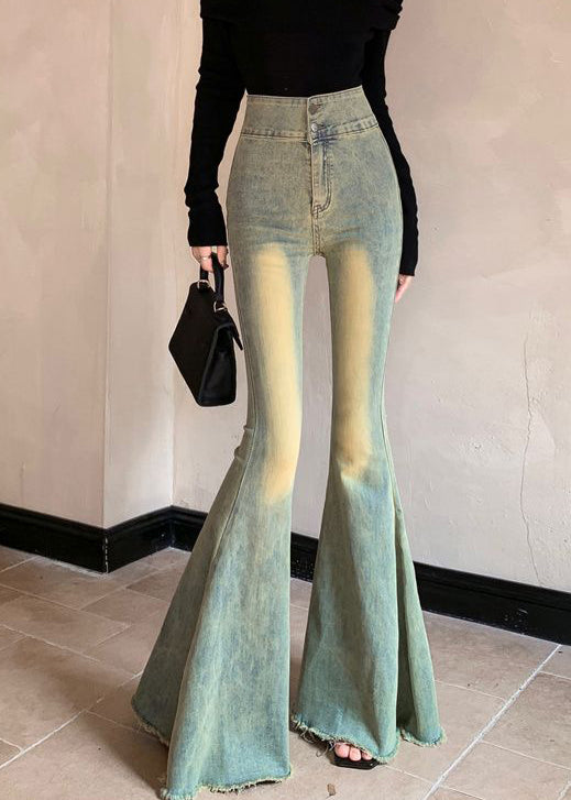 Modern Blue High Waist Denim Bell-bottom Trousers Spring