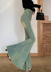 Modern Blue High Waist Denim Bell-bottom Trousers Spring