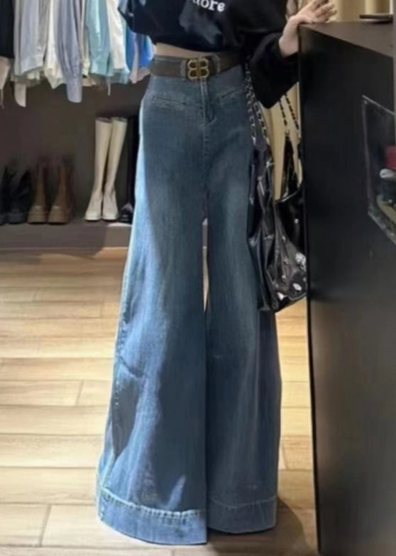 Modern Blue Original Design High Waist Denim Wide Leg Pants Spring