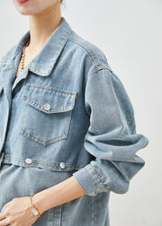 Modern Blue Oversized Two Wearing Methods Denim Coat Fall