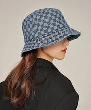 Modern Blue Plaid Patchwork Cotton Cowboy Hat