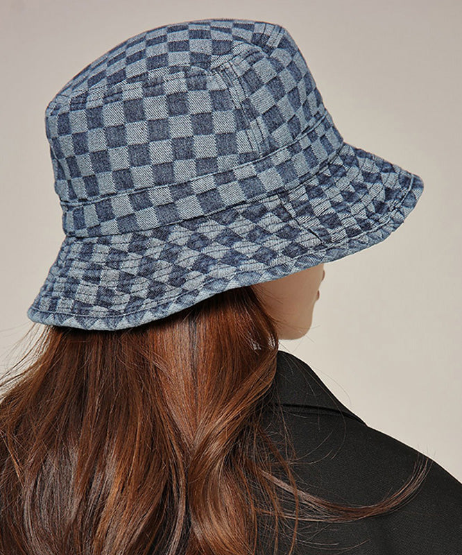 Modern Blue Plaid Patchwork Cotton Cowboy Hat