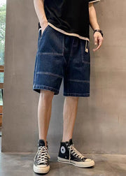 Modern Blue Pockets High Waist Denim Men Shorts Summer