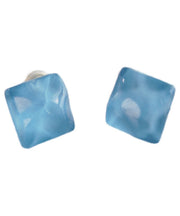 Modern Blue Sterling Silver Overgild Crystal Stud Earrings