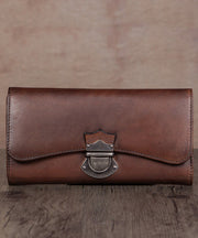 Modern Brown Solid Durable Genuine Calf Leather Wallet Purse