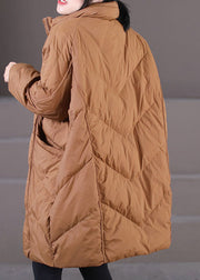 Modern Caramel Stand Collar Oversized Thick Duck Down Down Coats Winter