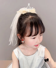 Modern Champagne Alloy Zircon Tulle Headcloth Kids Hairpin