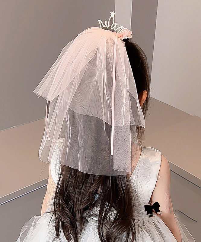 Modern Champagne Alloy Zircon Tulle Headcloth Kids Hairpin