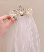 Modern Champagne Alloy Zircon Tulle Headcloth Kids Hairpin