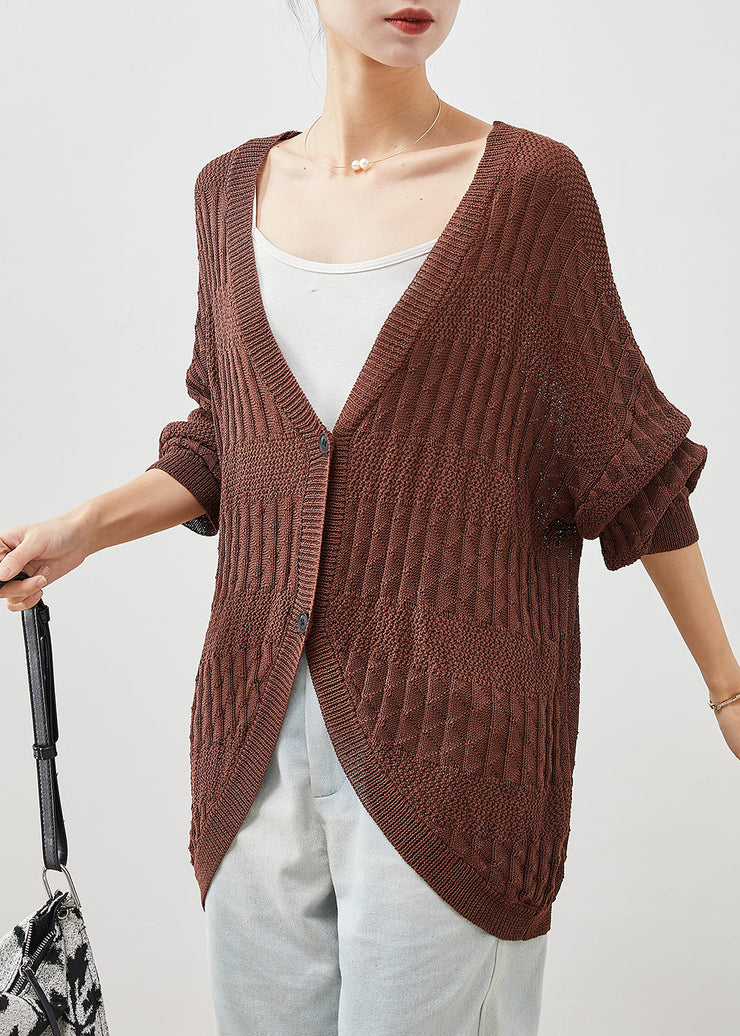 Modern Chocolate Oversized Knit Cardigan Batwing Sleeve