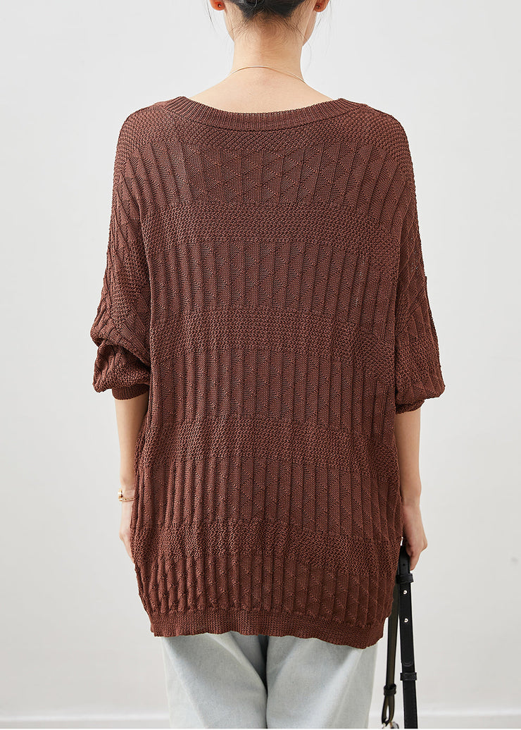 Modern Chocolate Oversized Knit Cardigan Batwing Sleeve