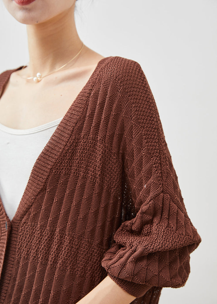 Modern Chocolate Oversized Knit Cardigan Batwing Sleeve