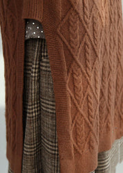 Modern Chocolate Side Open Cable Knit Vest Winter