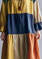 Modern Colorblock Oversized Patchwork Cotton Long Dress Summer