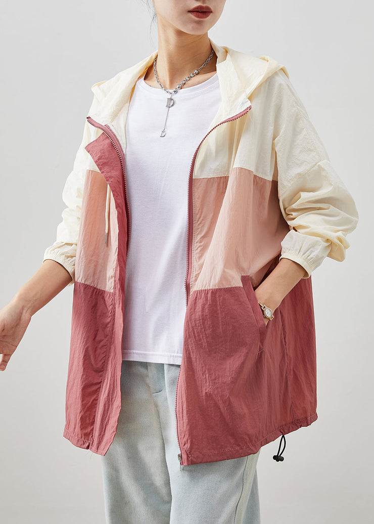 Modern Colorblock Oversized Patchwork Drawstring Coat Fall