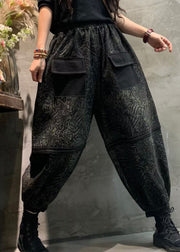 Modern Colour 11 Pockets Print Elastic Waist Lantern Pants Fall