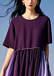 Modern Dull Purple Oversized Exra Large Hem Chiffon Long Dress Summer