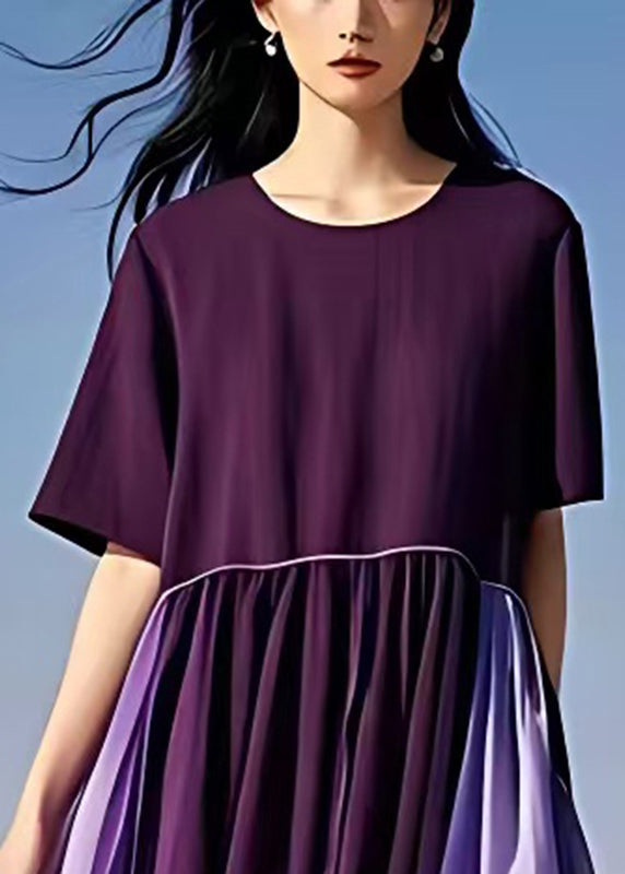 Modern Dull Purple Oversized Exra Large Hem Chiffon Long Dress Summer