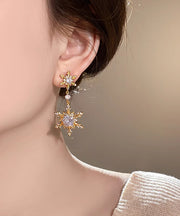 Modern Gold Alloy Zircon Snow Tassel Drop Earrings