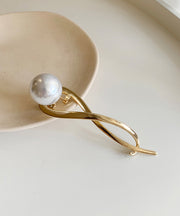 Modern Gold Copper Alloy Pearl Hairpin