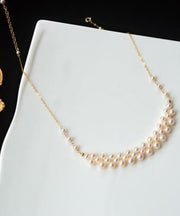 Modern Gold Copper Alloy Pearl Princess Necklace