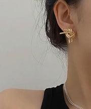 Modern Gold Copper Overgild Love Stud Earrings