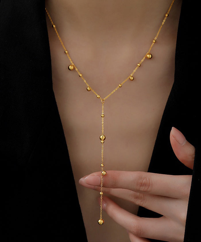 Modern Gold Stainless Steel Alloy Tassel Pendant Necklace