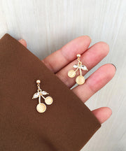 Modern Gold Sterling Silver Alloy Zircon Cat's Eye Drop Earrings