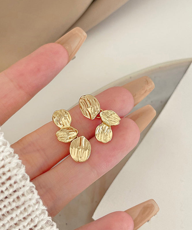 Modern Gold Sterling Silver Overgild Stud Earrings