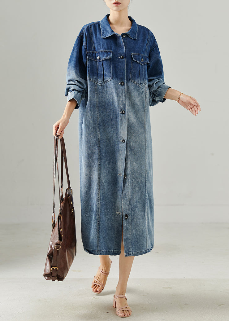 Modern Gradient Blue Oversized Denim Dress Fall