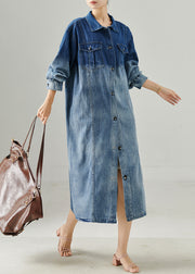 Modern Gradient Blue Oversized Denim Dress Fall