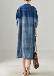 Modern Gradient Blue Oversized Denim Dress Fall