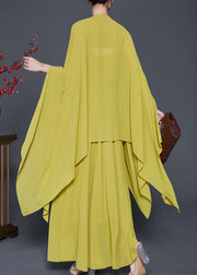 Modern Grass Green Asymmetrical Chiffon Two Piece Suit Set Spring