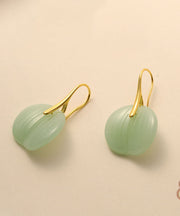 Modern Green Coloured Glaze Jade Hoop Earrings