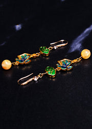 Modern Green Gilding Fine Beeswax Drop Earrings
