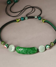 Modern Green Jade Cloisonne Dry Green Necklace