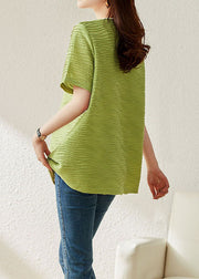 Modern Green V Neck Lace Patchwork Chiffon Tops Summer