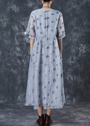 Modern Grey Floral Silk Holiday Dresses Summer
