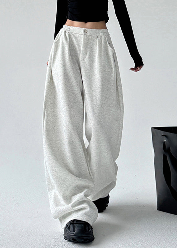 Modern Grey Patchwork High Waist Wide Leg Pants Spring