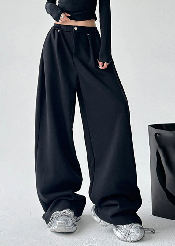 Modern Grey Patchwork High Waist Wide Leg Pants Spring