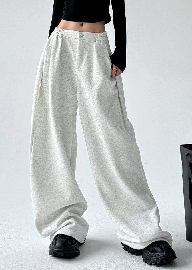 Modern Grey Patchwork High Waist Wide Leg Pants Spring