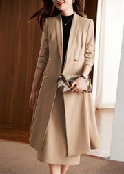 Modern Khaki Double Breast Formal Trench Coat Spring