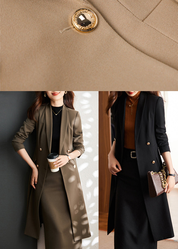 Modern Khaki Double Breast Formal Trench Coat Spring